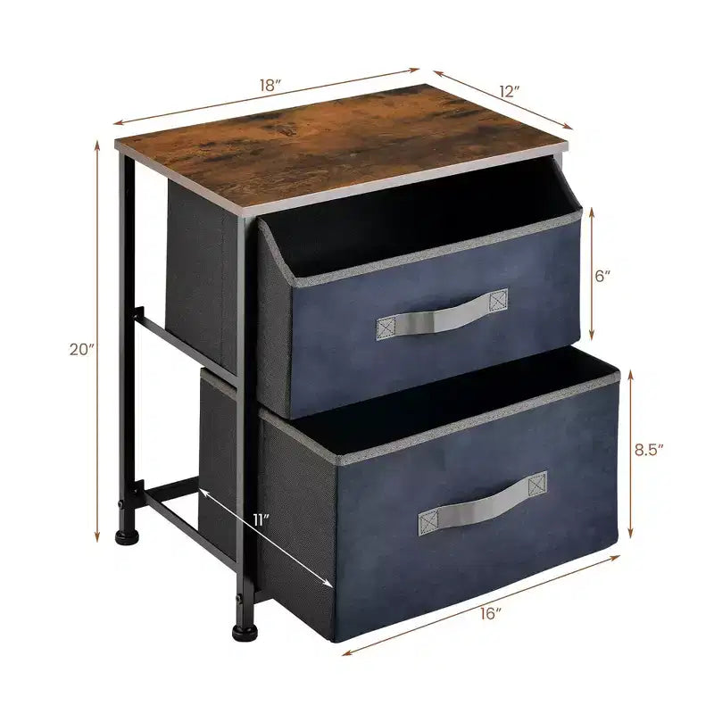 Table de chevet Costway – Commode d'appoint avec 2 tiroirs en tissu pour chambre à coucher