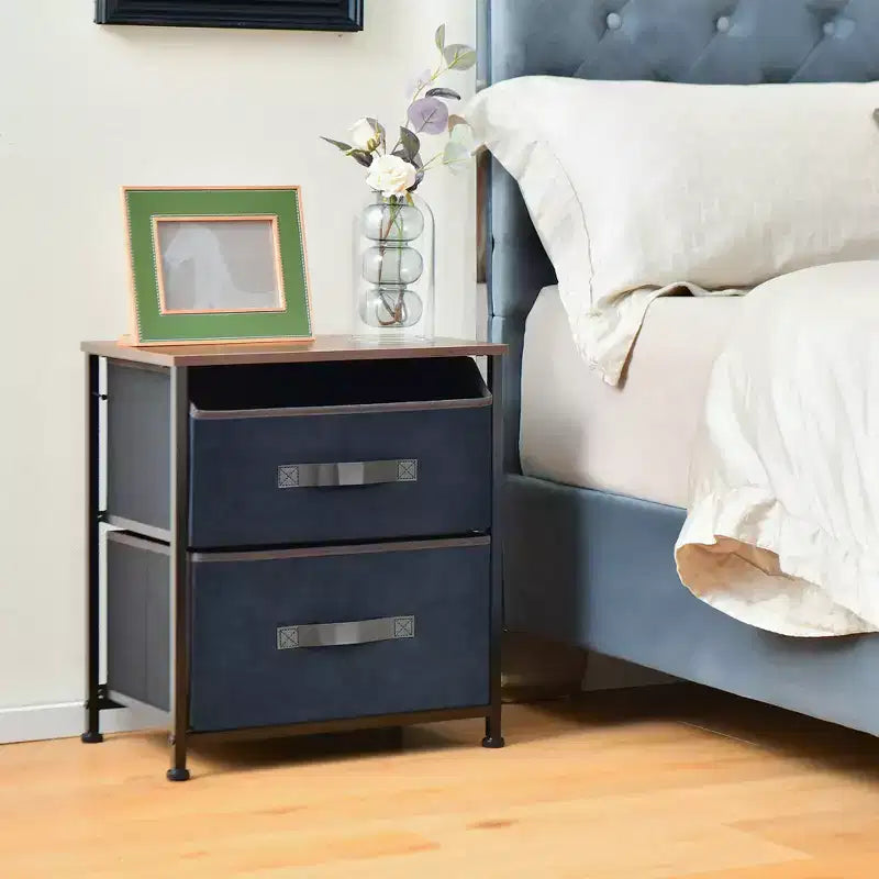 Table de chevet Costway – Commode d'appoint avec 2 tiroirs en tissu pour chambre à coucher