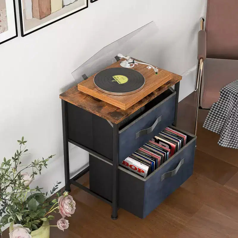Table de chevet Costway – Commode d'appoint avec 2 tiroirs en tissu pour chambre à coucher