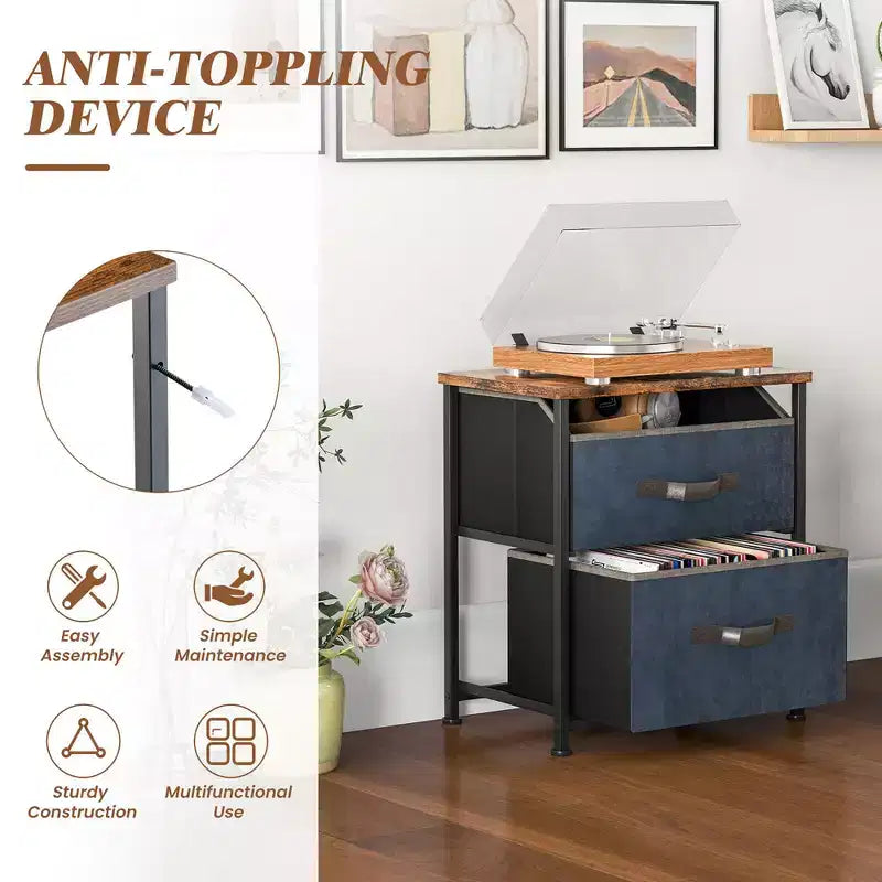 Table de chevet Costway – Commode d'appoint avec 2 tiroirs en tissu pour chambre à coucher