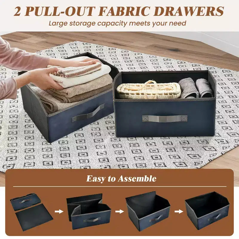 Table de chevet Costway – Commode d'appoint avec 2 tiroirs en tissu pour chambre à coucher