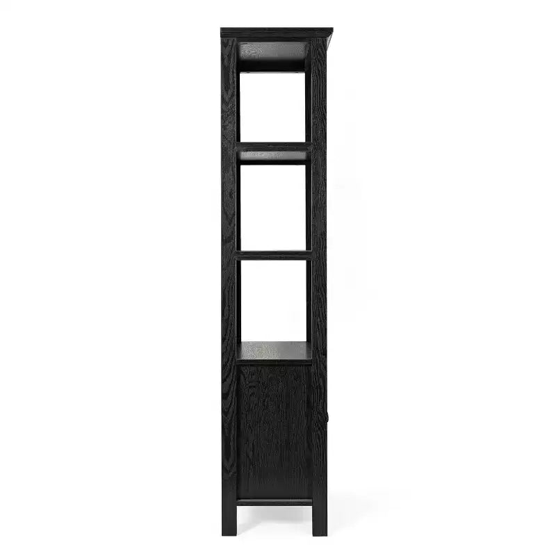 Bibliothèque et meuble de rangement en bois style ferme moderne Emma and Oliver avec portes en verre trempé et 3 étagères supérieures
