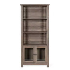 Bibliothèque et meuble de rangement en bois style ferme moderne Emma and Oliver avec portes en verre trempé et 3 étagères supérieures