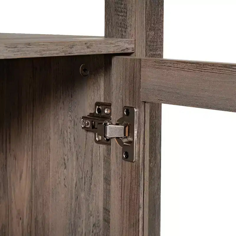 Bibliothèque et meuble de rangement en bois style ferme moderne Emma and Oliver avec portes en verre trempé et 3 étagères supérieures