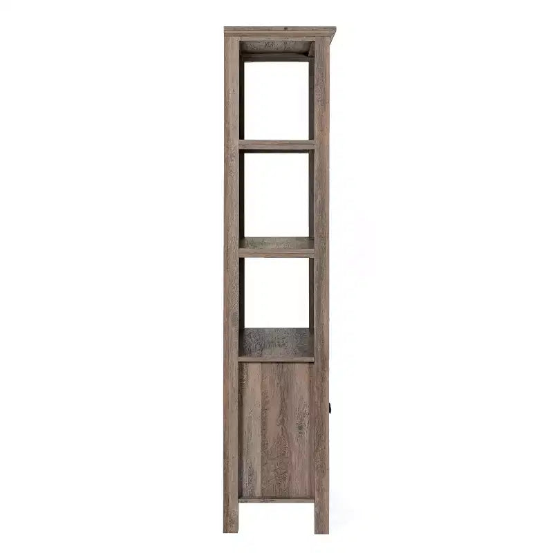 Bibliothèque et meuble de rangement en bois style ferme moderne Emma and Oliver avec portes en verre trempé et 3 étagères supérieures