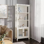 Bibliothèque et meuble de rangement en bois style ferme moderne Emma and Oliver avec portes en verre trempé et 3 étagères supérieures