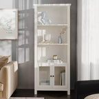 Bibliothèque et meuble de rangement en bois style ferme moderne Emma and Oliver avec portes en verre trempé et 3 étagères supérieures