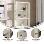 Bibliothèque et meuble de rangement en bois style ferme moderne Emma and Oliver avec portes en verre trempé et 3 étagères supérieures