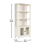 Bibliothèque et meuble de rangement en bois style ferme moderne Emma and Oliver avec portes en verre trempé et 3 étagères supérieures