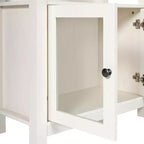 Bibliothèque et meuble de rangement en bois style ferme moderne Emma and Oliver avec portes en verre trempé et 3 étagères supérieures