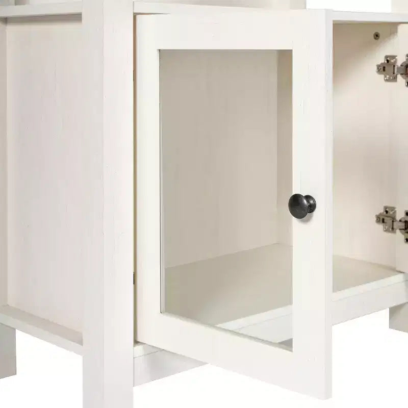 Bibliothèque et meuble de rangement en bois style ferme moderne Emma and Oliver avec portes en verre trempé et 3 étagères supérieures
