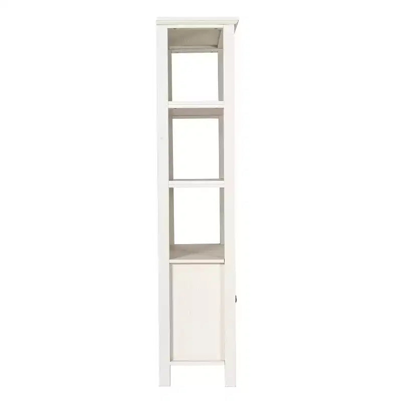 Bibliothèque et meuble de rangement en bois style ferme moderne Emma and Oliver avec portes en verre trempé et 3 étagères supérieures
