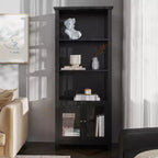 Bibliothèque et meuble de rangement en bois style ferme moderne Emma and Oliver avec portes en verre trempé et 3 étagères supérieures