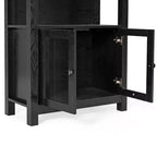 Bibliothèque et meuble de rangement en bois style ferme moderne Emma and Oliver avec portes en verre trempé et 3 étagères supérieures