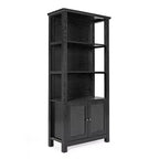 Bibliothèque et meuble de rangement en bois style ferme moderne Emma and Oliver avec portes en verre trempé et 3 étagères supérieures