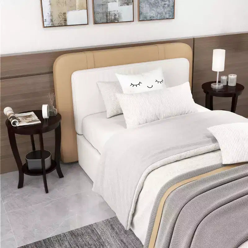 Costway Lot de 2 tables d'appoint rondes à 2 niveaux de 45,7 cm, compactes, pour canapé, table de chevet avec étagère de rangement, expresso/blanc