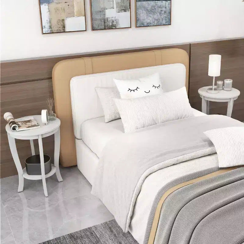 Costway Lot de 2 tables d'appoint rondes à 2 niveaux de 45,7 cm, compactes, pour canapé, table de chevet avec étagère de rangement, expresso/blanc