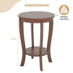 Costway Lot de 2 tables d'appoint rondes à 2 niveaux de 45,7 cm, compactes, pour canapé, table de chevet avec étagère de rangement, expresso/blanc