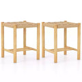 Costway Dining Stool Set of 2/4 18'' Backless with Rubber Wood Frame Woven Paper Seat Kitchen