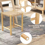 Tabouret de salle à manger Costway, lot de 2 ou 4, 45 cm, sans dossier, avec cadre en bois de caoutchouc, assise en papier tissé, pour cuisine