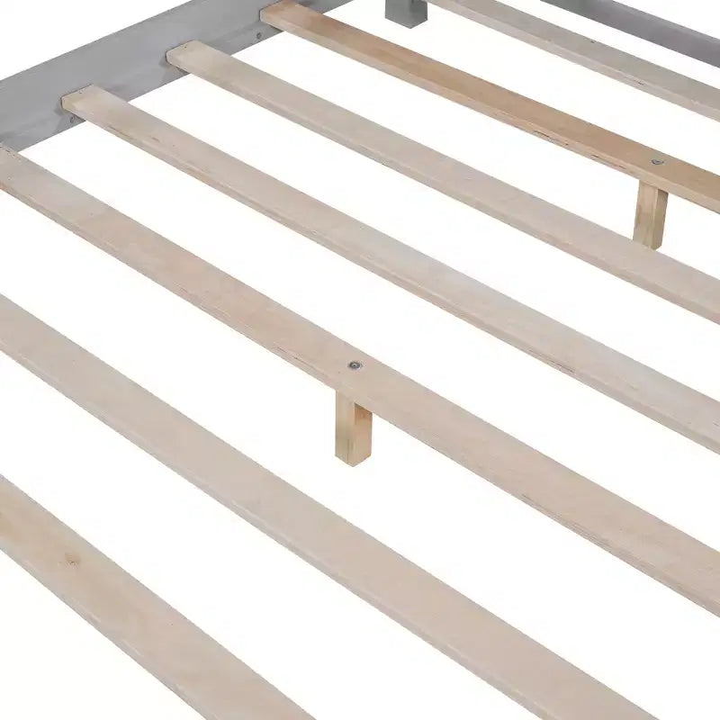 Lit plateforme en bois avec lumières LED intégrées, tête de lit de rangement et barrières de sécurité - ModernLuxe