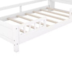 Lit plateforme en bois avec lumières LED intégrées, tête de lit de rangement et barrières de sécurité - ModernLuxe