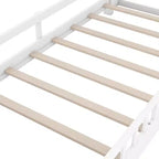 Lit plateforme en bois avec lumières LED intégrées, tête de lit de rangement et barrières de sécurité - ModernLuxe