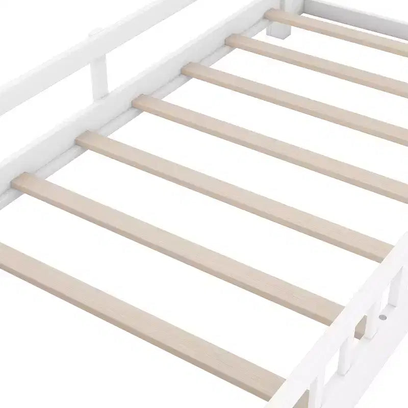 Lit plateforme en bois avec lumières LED intégrées, tête de lit de rangement et barrières de sécurité - ModernLuxe