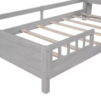 Lit plateforme en bois avec lumières LED intégrées, tête de lit de rangement et barrières de sécurité - ModernLuxe