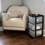 Tour de rangement Homz en plastique à 3 tiroirs, taille moyenne, tiroirs transparents et cadre noir (paquet de 2)