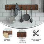 Étagère de rangement murale en pin Merrick Lane de 34 pouces avec crochets de suspension, pour entrée, cuisine, salle de bain