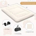 Costway Matelas Futon Complet/King/Queen/Double Tatami Japonais Portable Housse Lavable Sac de Transport Beige