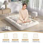 Costway Matelas Futon Complet/King/Queen/Double Tatami Japonais Portable Housse Lavable Sac de Transport Beige