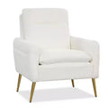 Costway Modern Accent Chair Upholstered Armchair w/ Tapered Metal Legs White