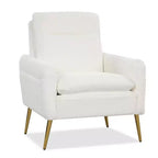 Costway Modern Accent Chair Upholstered Armchair w/ Tapered Metal Legs White