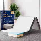 Continental Sleep 5 Portable Tri Folding Gel Memory Foam Mattress | Breathable Mesh Sides with Ultra Soft, Removable and Washable Cover,