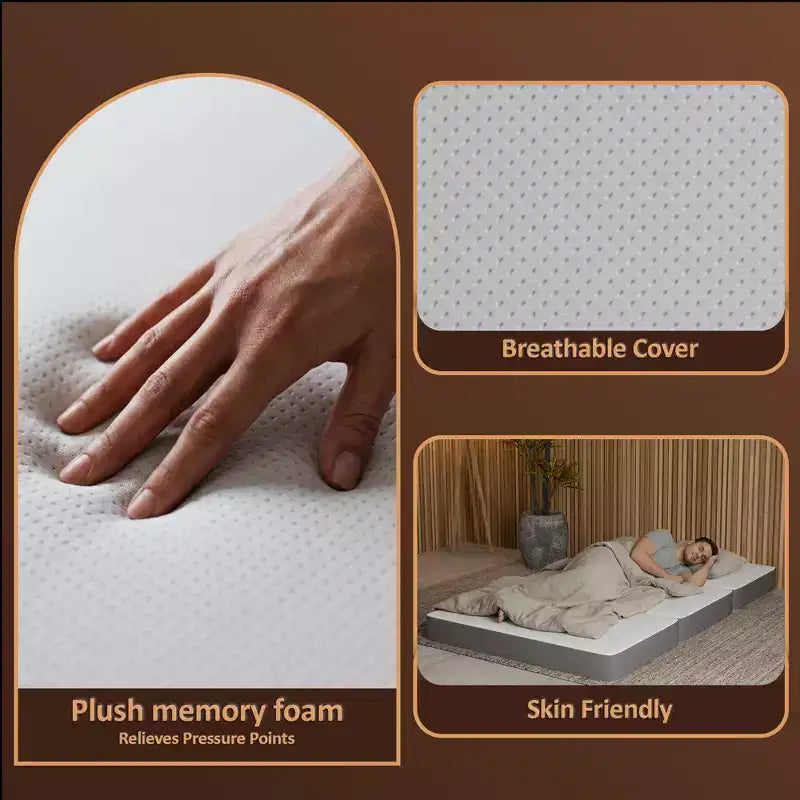 Matelas pliable en mousse à mémoire de forme de gel Continental Sleep 5 | Côtés en maille respirante avec housse ultra douce, amovible et lavable,