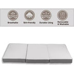 Matelas pliable en mousse à mémoire de forme de gel Continental Sleep 5 | Côtés en maille respirante avec housse ultra douce, amovible et lavable,
