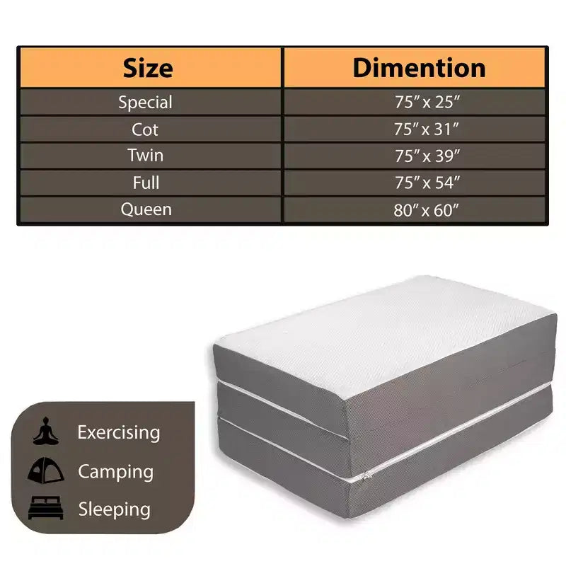 Matelas pliable en mousse à mémoire de forme de gel Continental Sleep 5 | Côtés en maille respirante avec housse ultra douce, amovible et lavable,