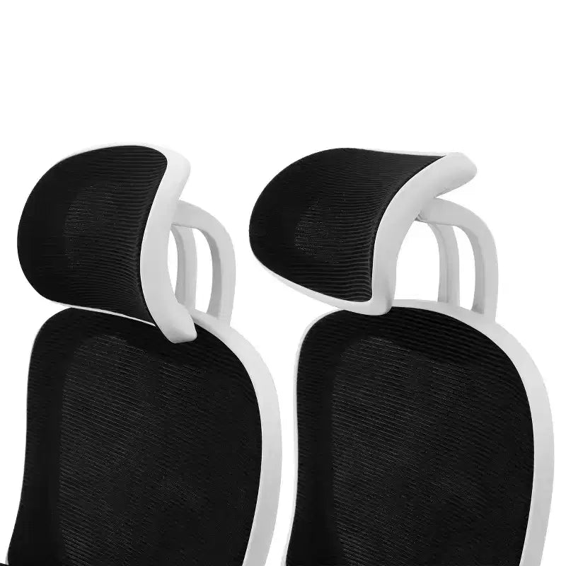 Chaise de bureau Elama à dossier haut, en maille et tissu, avec base en métal et appuie-tête réglable