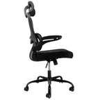 Chaise de bureau Elama à dossier haut, en maille et tissu, avec base en métal et appuie-tête réglable