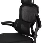 Chaise de bureau Elama à dossier haut, en maille et tissu, avec base en métal et appuie-tête réglable