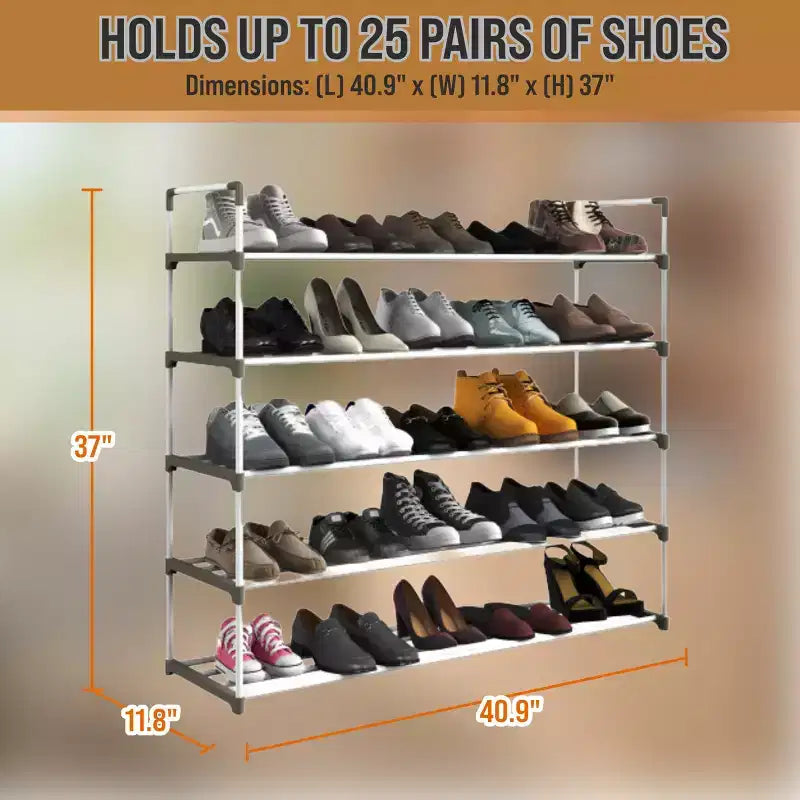 Étagère à chaussures 5 niveaux Home-Complete pour 25 paires, blanche