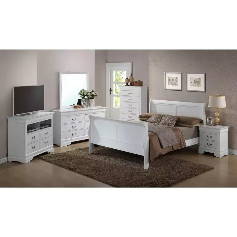 Lit traîneau complet Louis Philippe Passion Furniture avec haut pied de lit