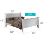 Lit traîneau complet Louis Philippe Passion Furniture avec haut pied de lit