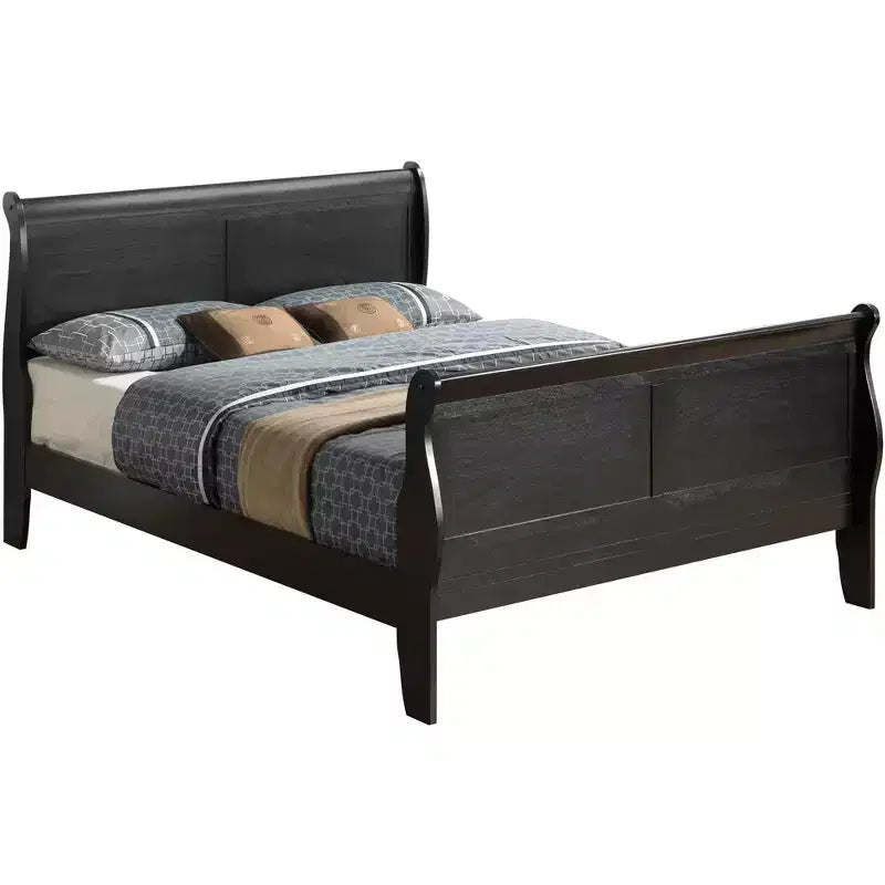 Lit traîneau complet Louis Philippe Passion Furniture avec haut pied de lit