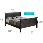 Lit traîneau complet Louis Philippe Passion Furniture avec haut pied de lit