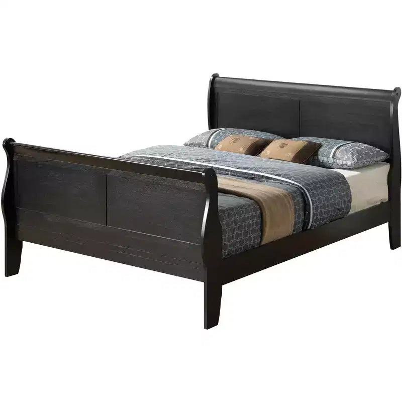 Lit traîneau complet Louis Philippe Passion Furniture avec haut pied de lit