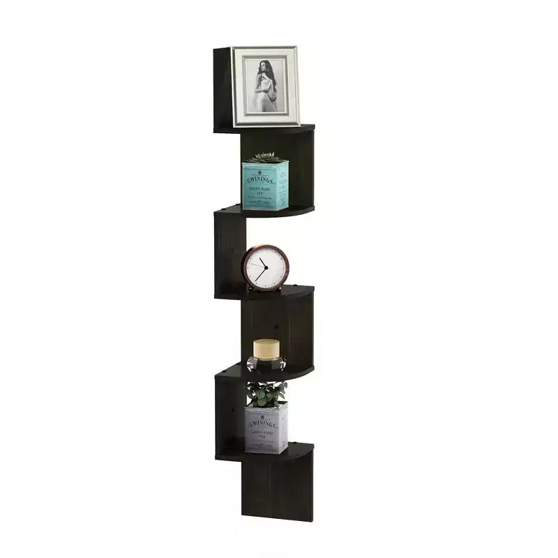 Furinno Étagère d'angle murale flottante moderne à 5 niveaux