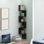 Furinno 5-Tier Modern Wall Mount Floating Corner Bookshelf Ladder Shelf